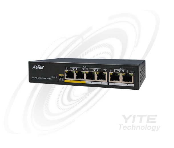4埠PoE+2埠RJ45長距離網路供電交換器